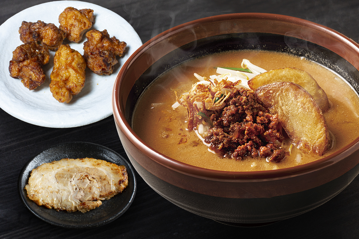 麺場 田所商店 北海道味噌らーめん+炙りチャーシュー1枚+から揚げ5個
