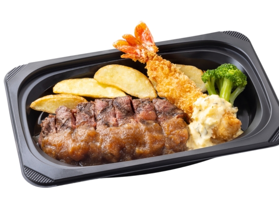 ステーキガスト (おかず)熟成みすじステーキ約100g＆プリプリ大エビフライ