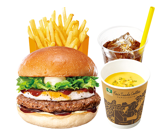 ゼッテリア ZETTERIA 【ディナーセット】たまてりバーガー Teriyaki Burger with Egg Dinner Set