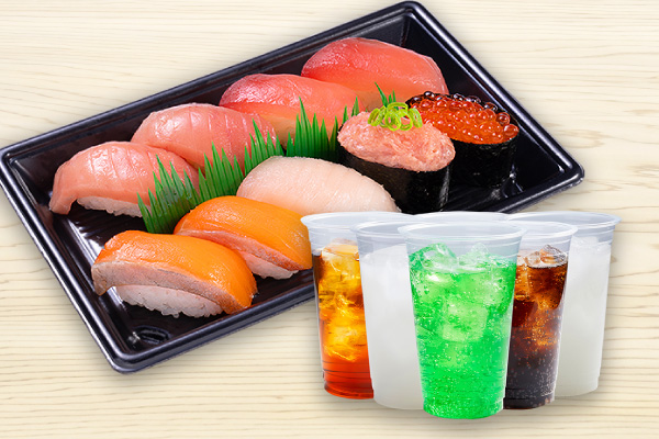 かっぱ寿司 まぐろ・サーモン特盛いくら6種1人前ドリンクセット (9貫)