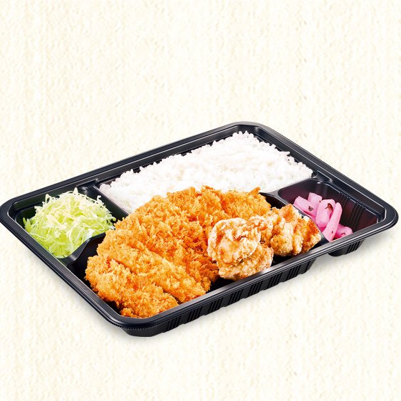 かつ庵 熟成ロースかつとから揚げ弁当 Aged Pork Loin Cutlet+Fried Chicken Combo Meal
