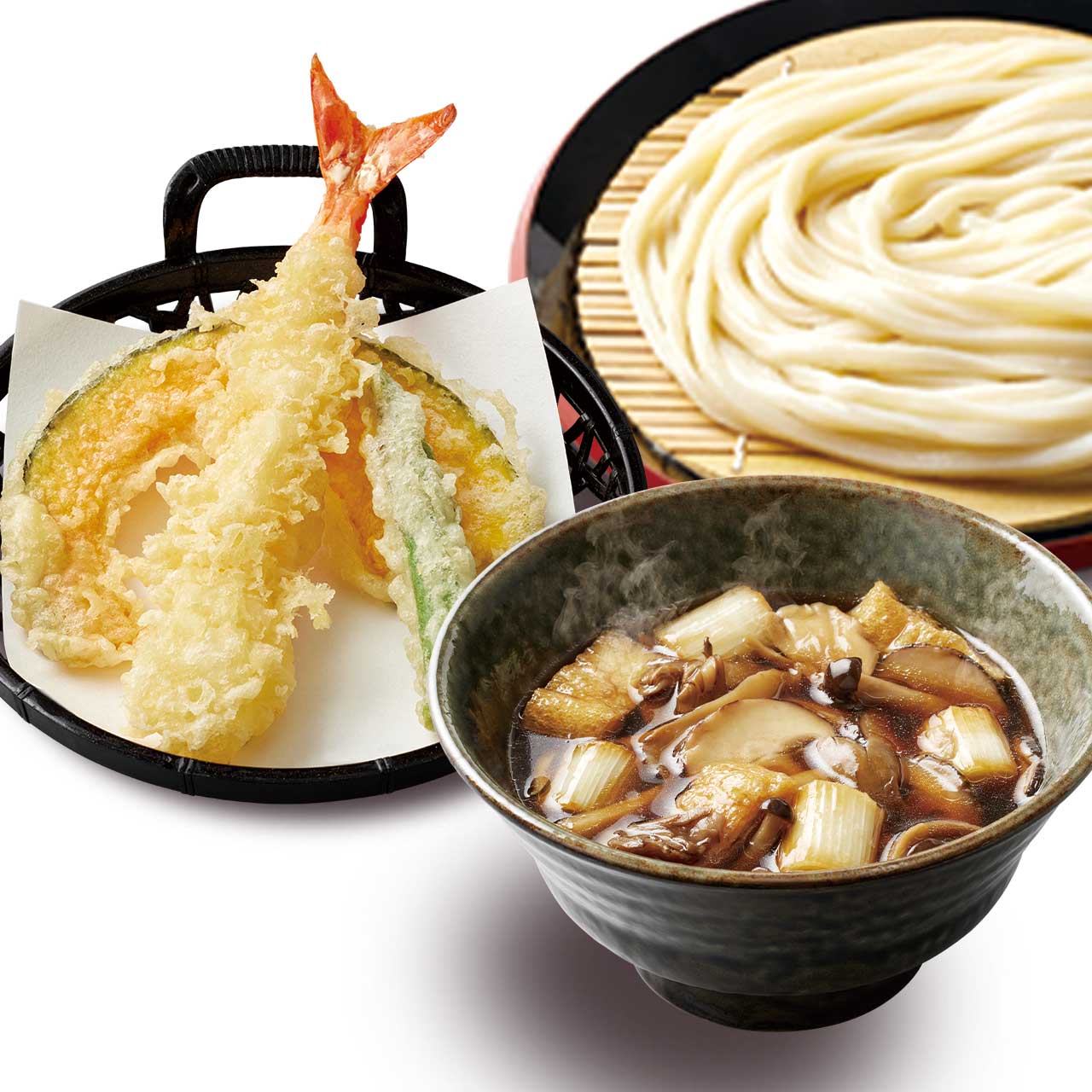 久兵衛屋 きのこつけ汁うどん 天ぷら3種盛りセット