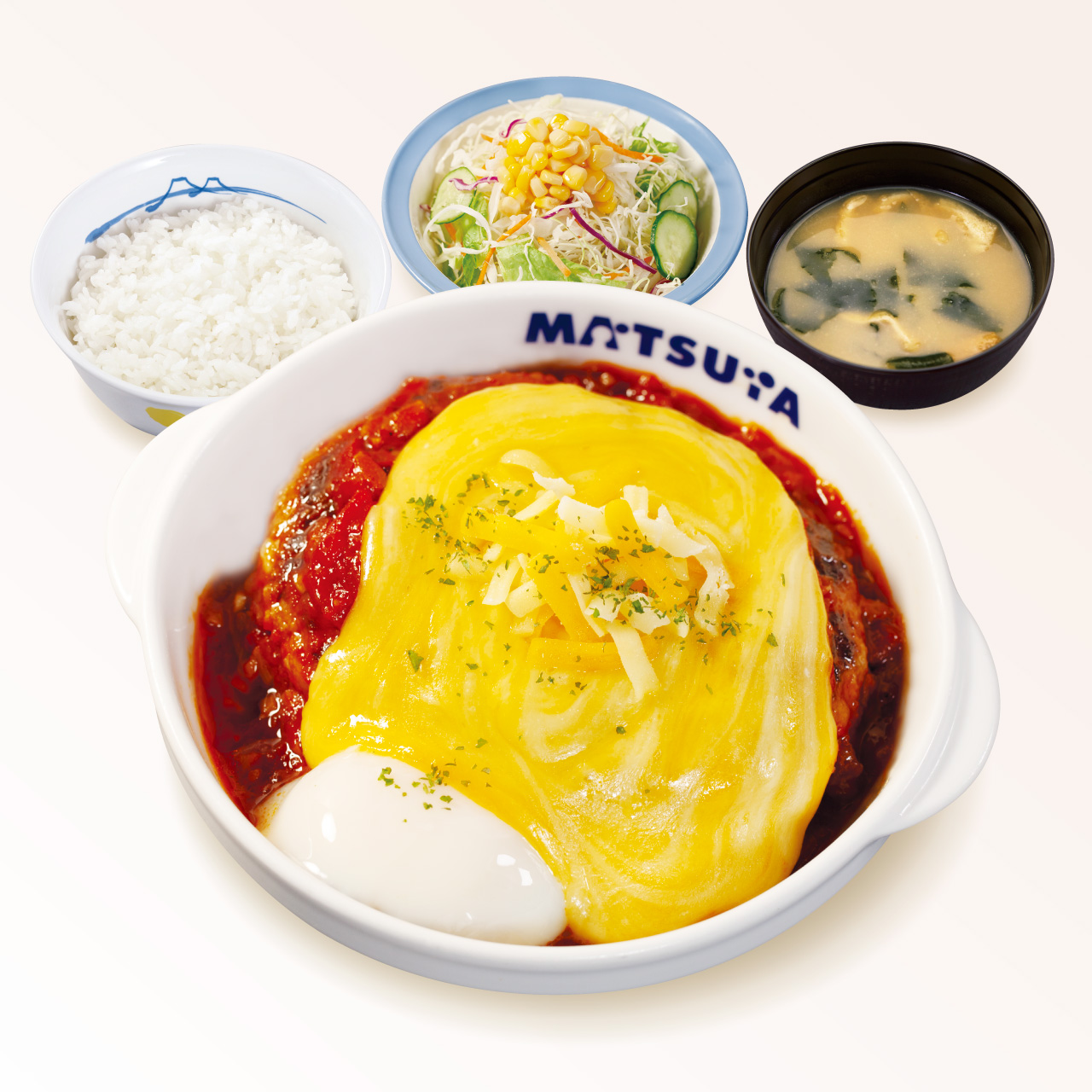 松屋 チーズうまトマハンバーグ定食(味噌汁付)