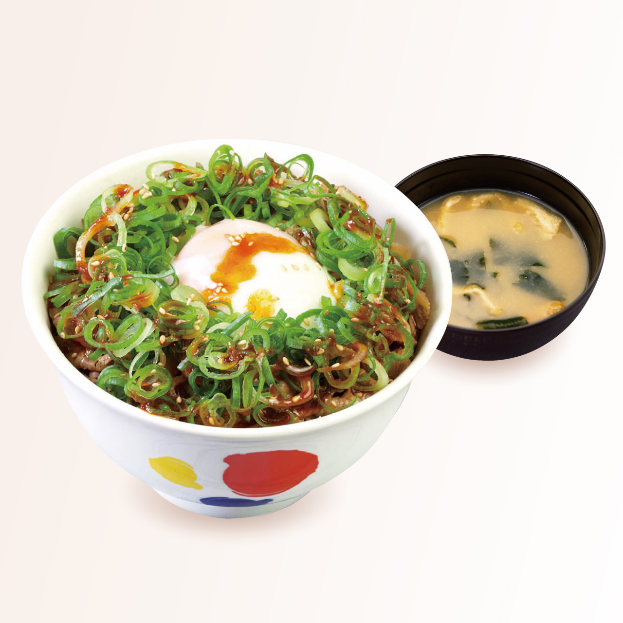 松屋人気No.3 ネギたっぷり旨辛ネギたま牛めし(味噌汁付)