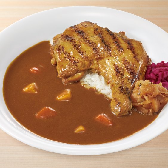 炭火焼きほろほろチキンカレー Pork Curry Rice w/ Char-Grilled Tender Chicken Leg