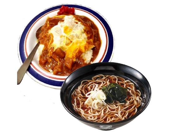富士そば カレーかつ丼+温かいそば