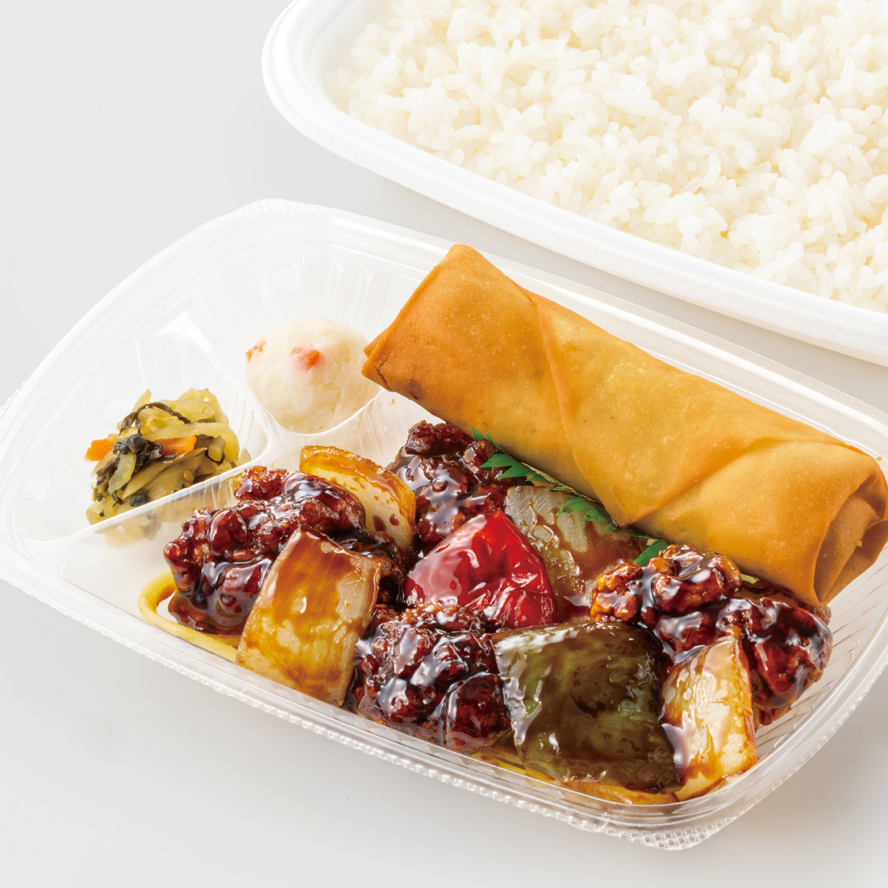 ほっともっと 黒酢酢豚＆春巻弁当