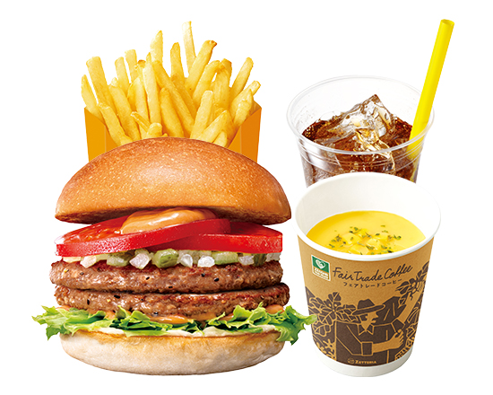 ゼッテリア ZETTERIA 【ディナーセット】ダブル絶品ビーフバーガー\tDouble ZEPPIN(Supreme)Beefburger Dinner Set