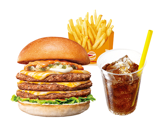 ゼッテリア ZETTERIA 【セット】トリプル絶品チーズバーガー Triple ZEPPIN(Supreme) Cheeseburger Set