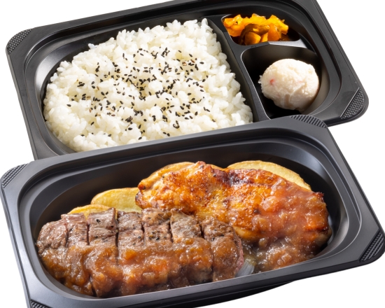 ステーキガスト人気No.1 熟成ラウンドステーキ約120g＆炭焼き風チキングリル弁当