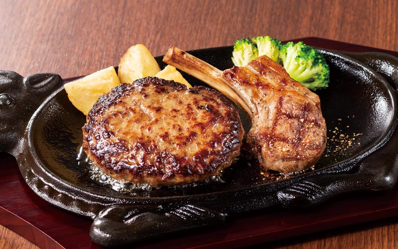 フォルクス ビーフ100%ハンバーグ＆ラムチョップグリル