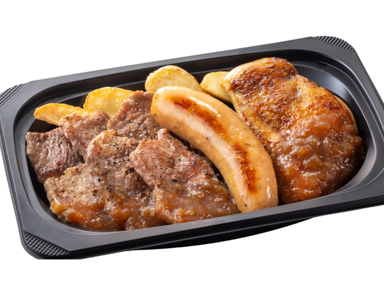 ステーキガスト (おかず)やわらかカットステーキ約120g＆ジャンボフランク＆炭焼き風チキングリル