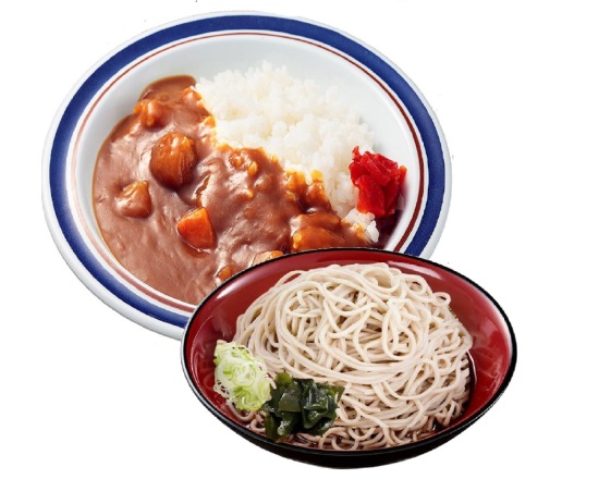 富士そば カレーライス+冷たいそば 又は うどん Curry Rice + Cold Soba/Udon