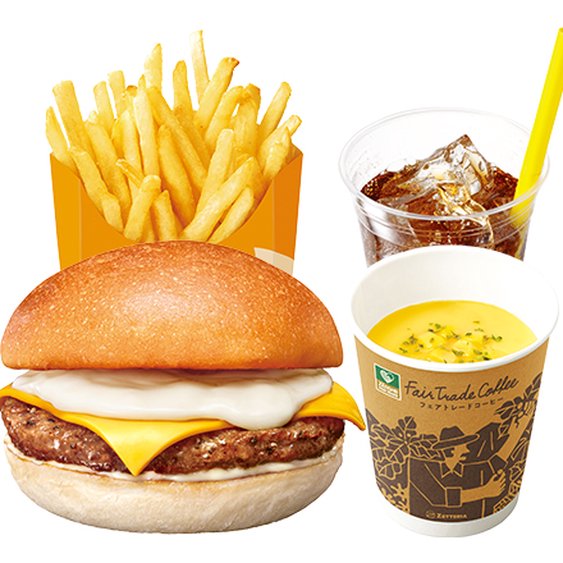 ゼッテリア ZETTERIA 【ディナーセット】4種のチーズバーガーFour-cheese Burger Dinner Set