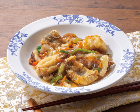 バーミヤン 【米香監修】鱈(タラ)の唐揚げ野菜甘酢あんかけ