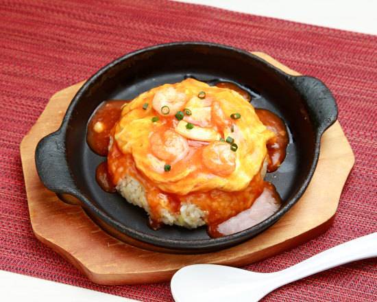 中華食堂一番館 イカと海老チリのオム炒飯 Squid and Shrimp with Chili Sauce Omelette Fried Rice