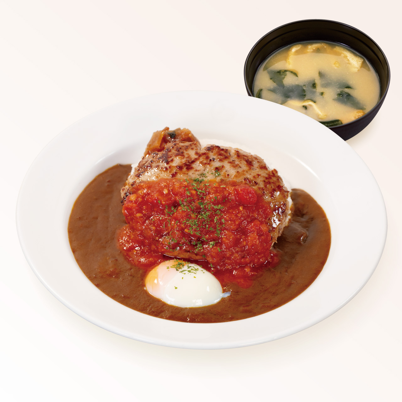 松屋 うまトマハンバーグ創業カレー(味噌汁付)