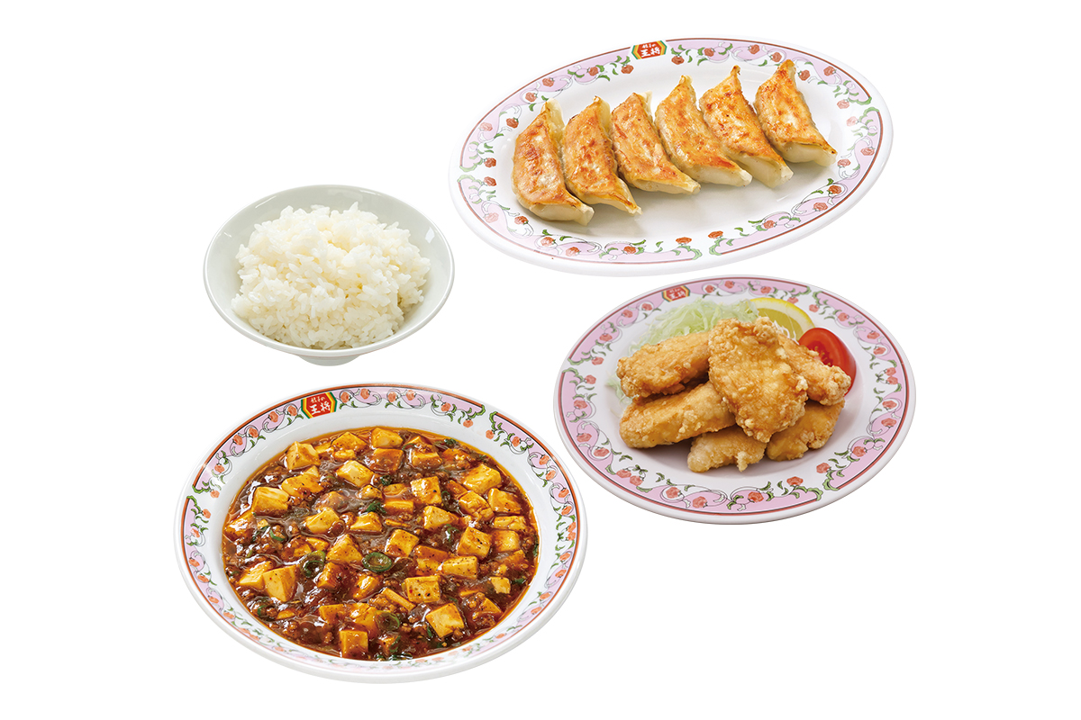 餃子の王将 【デラックス】麻婆豆腐セット(麻婆豆腐・餃子・ライス中・鶏の唐揚)