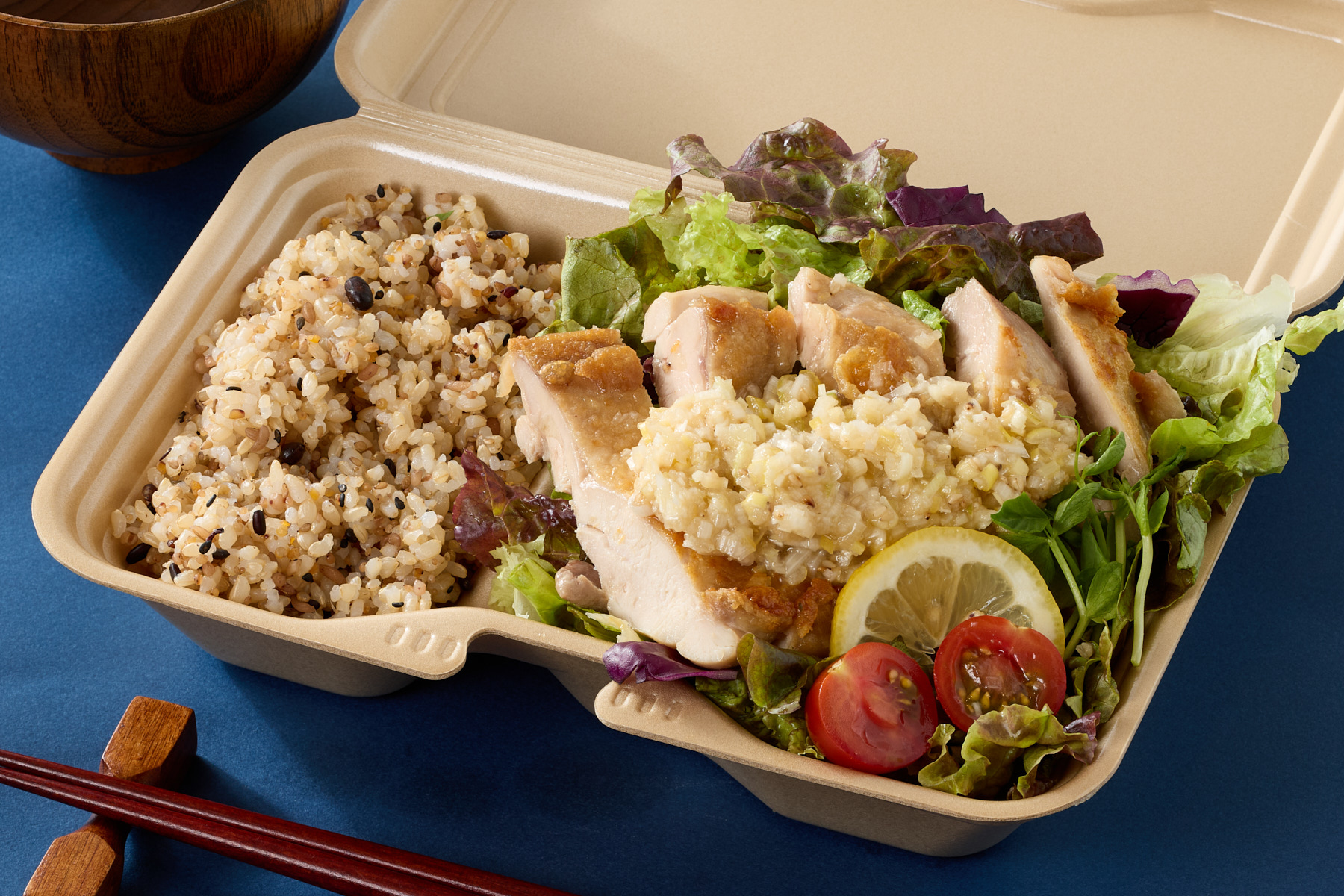 鶏あえずタンパク ねぎ塩麴チキンと玄米セット Green Onion Salted Chicken ＆ Brown Rice Set