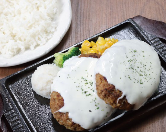 ハンバーグTERU F-1103】チーズフォンデュハンバーグステーキセットHamburg steak with melty cheese sauce Set