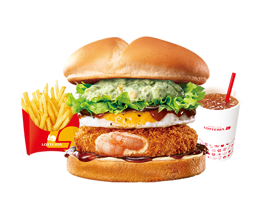 ロッテリア 【セット】大葉タルタルたまてりエビバーガー Shiso Tartar Teriyaki Shrimp Burger with Egg Set
