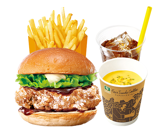 ゼッテリア ZETTERIA 【ディナーセット】てりやきチキンバーガー\tTeriyaki Chicken Burger Dinner Set