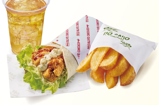 bb.qオリーブチキンカフェ てりタルラップサラダ ドリンクポテトセット