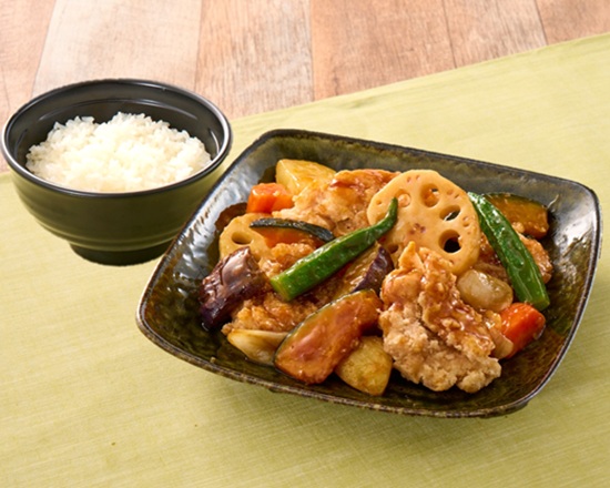 夢庵 若鶏と彩り野菜の黒酢あん弁当(若鶏4個)