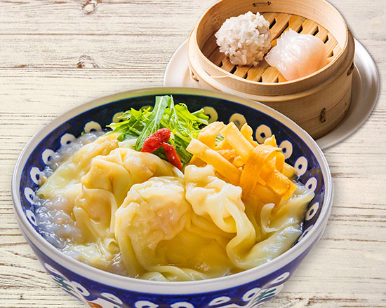 店内炊き上げ おかゆ専門店 粥餐庁(かゆさんちん) プリプリ海老わんたんのおかゆ＆2種点心セット