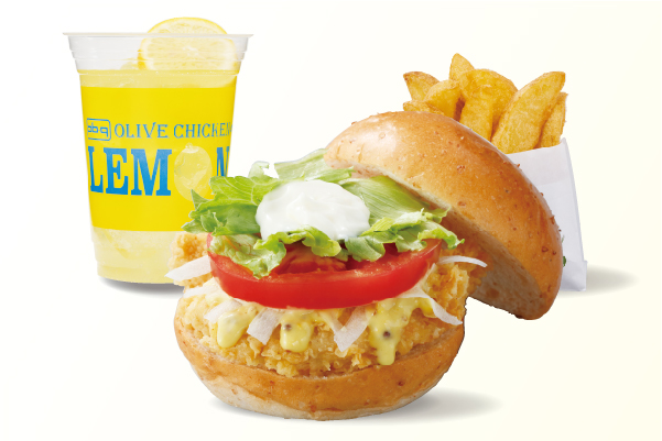 bb.qオリーブチキンカフェ オリーブチキンバーガー ドリンクポテトセット