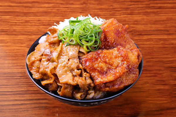 情熱のすためしどんどん人気No.4 肉めし＆唐揚合盛り丼 Stamina meat and Deep-fried Chicken rice bowl