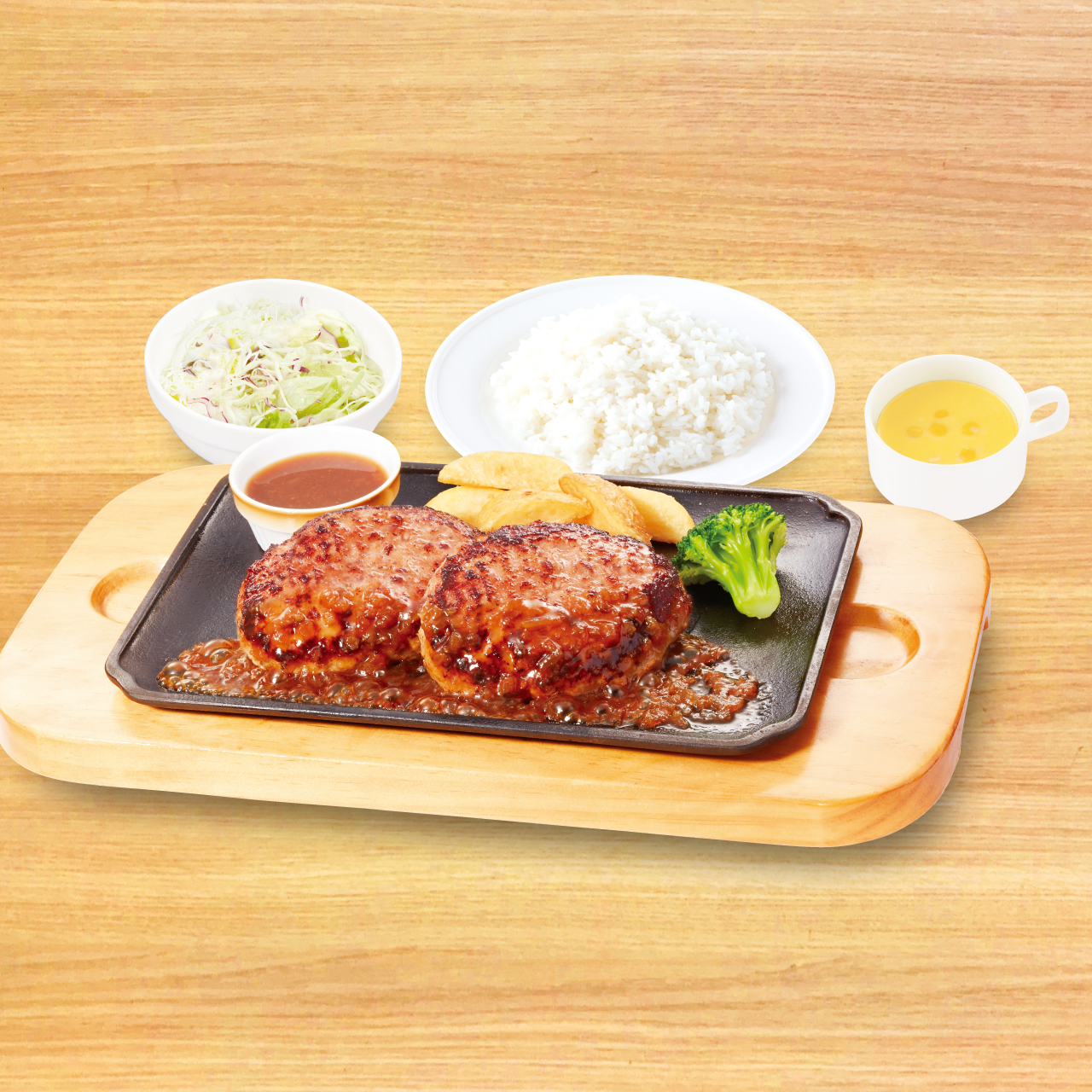 ビッグボーイ 【947】倍盛手ごねハンバーグ弁当＆コーンスープセット