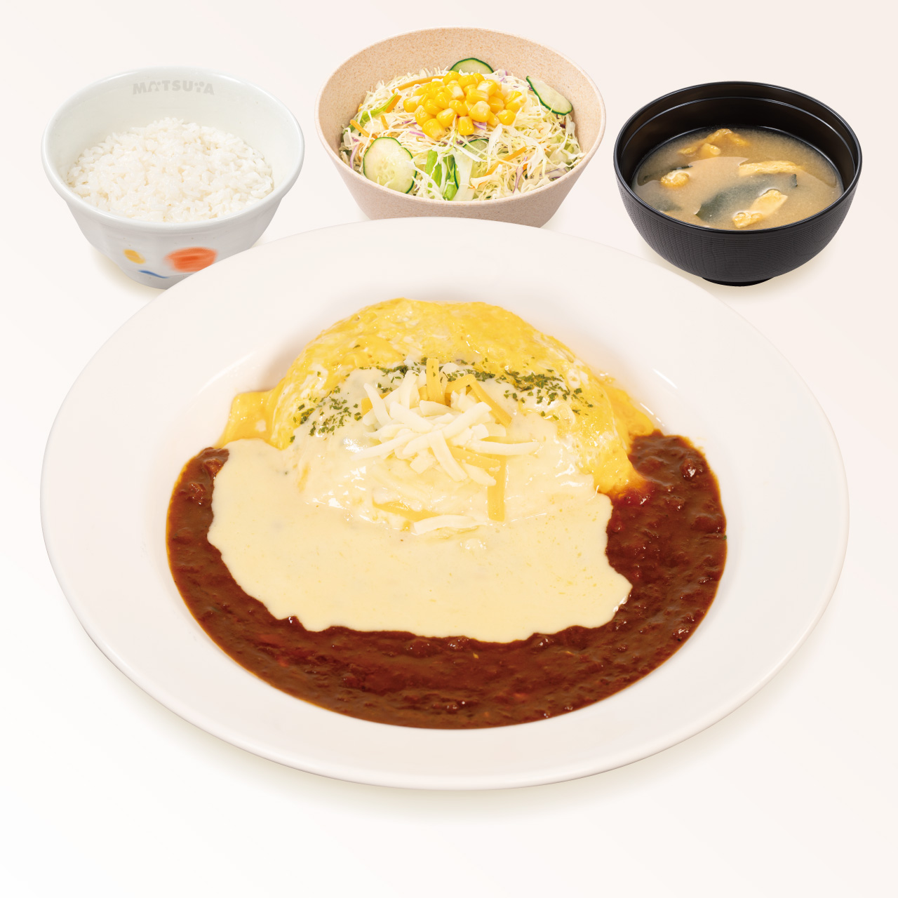 松屋 チーズデミオムハンバーグ定食(味噌汁付)