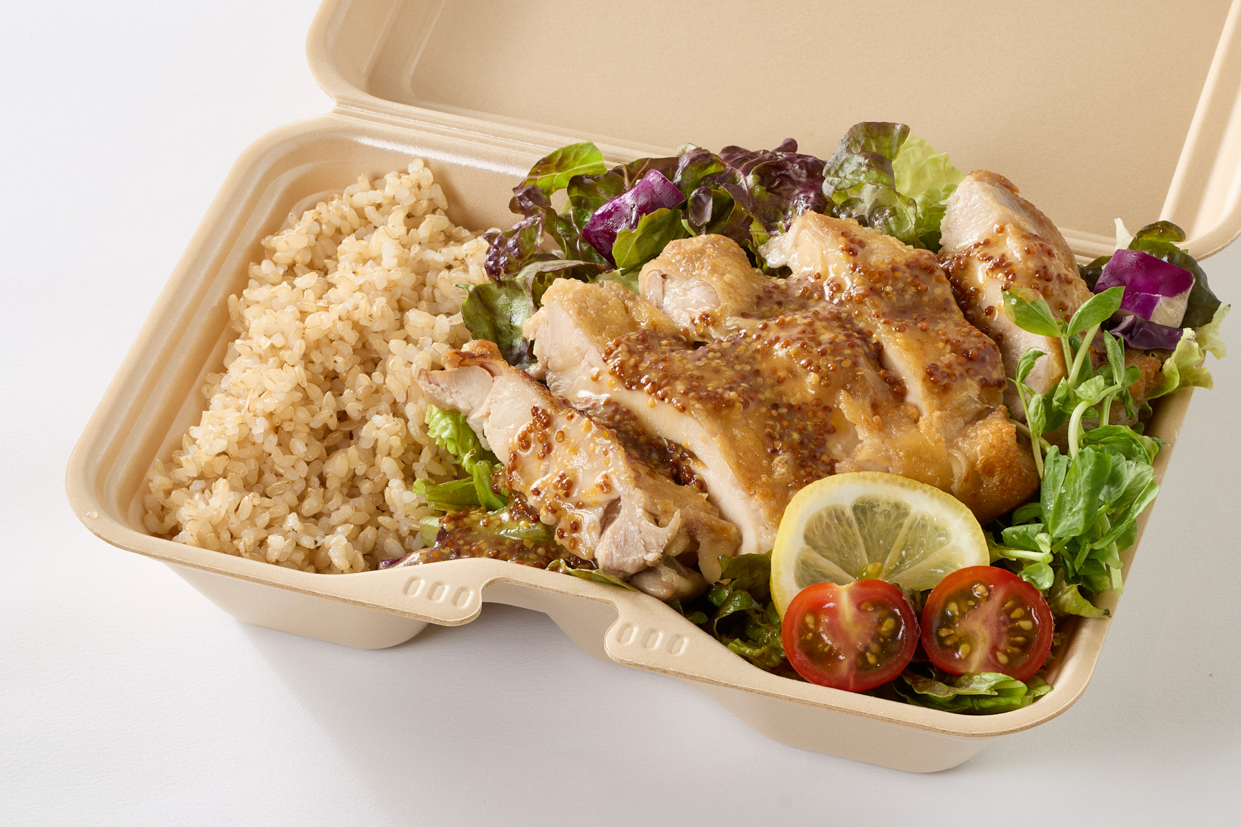 鶏あえずタンパク ハニーマスタードチキンと玄米セット Honey Mustard Chicken ＆ Brown Rice Set