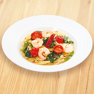 オリーブの丘 えびとほうれん草のトマトペペロンチーノ