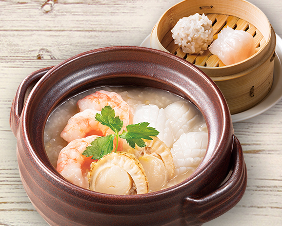 店内炊き上げ おかゆ専門店 粥餐庁(かゆさんちん) 3種海鮮のおかゆ＆2種点心セット