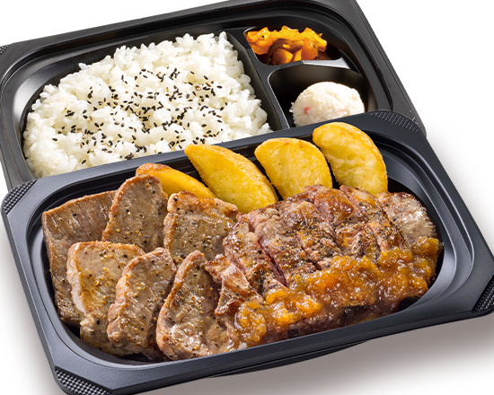 ステーキガスト 熟成やわらかカットステーキ約140g＆熟成ラウンドステーキ約120g弁当