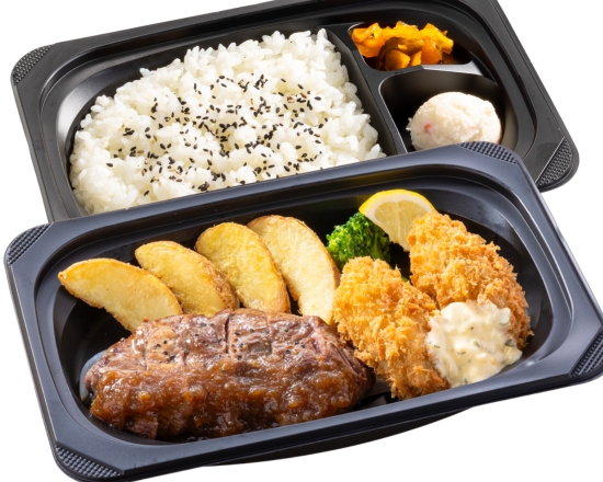 ステーキガスト 熟成ラウンドステーキ約120g＆広島県産大粒カキフライ弁当