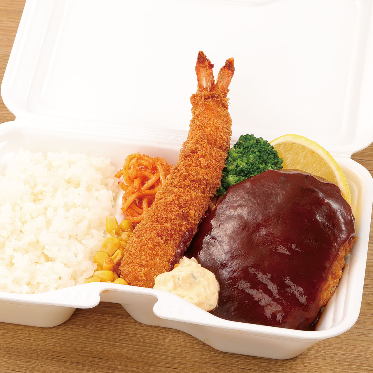 ピノキオ ハンバーグ＆海老フライ弁当