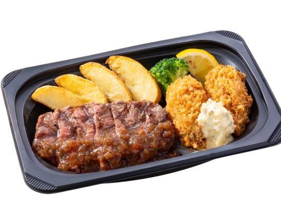 ステーキガスト (おかず)熟成みすじステーキ約100g＆広島県産大粒カキフライ