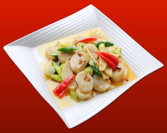 梅蘭 ホタテとアスパラのXO醤炒め