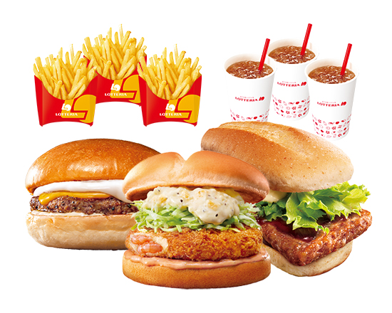 ロッテリア 3人前 【選べるデリシェアセット】 Delivery Limited Burger Set for Three
