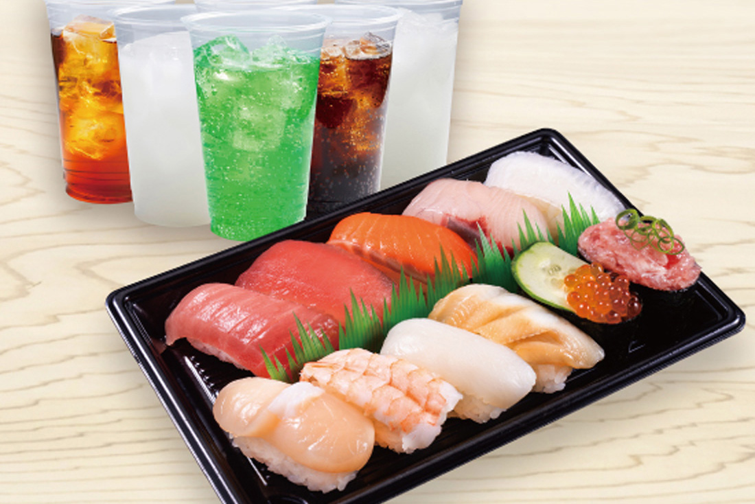 かっぱ寿司 人気11種1人前ドリンクセット(11貫)