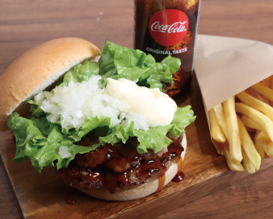 ハンバーグTERU F-1156】ダブルテリヤキバーガーセットDouble Teriyaki burger Set