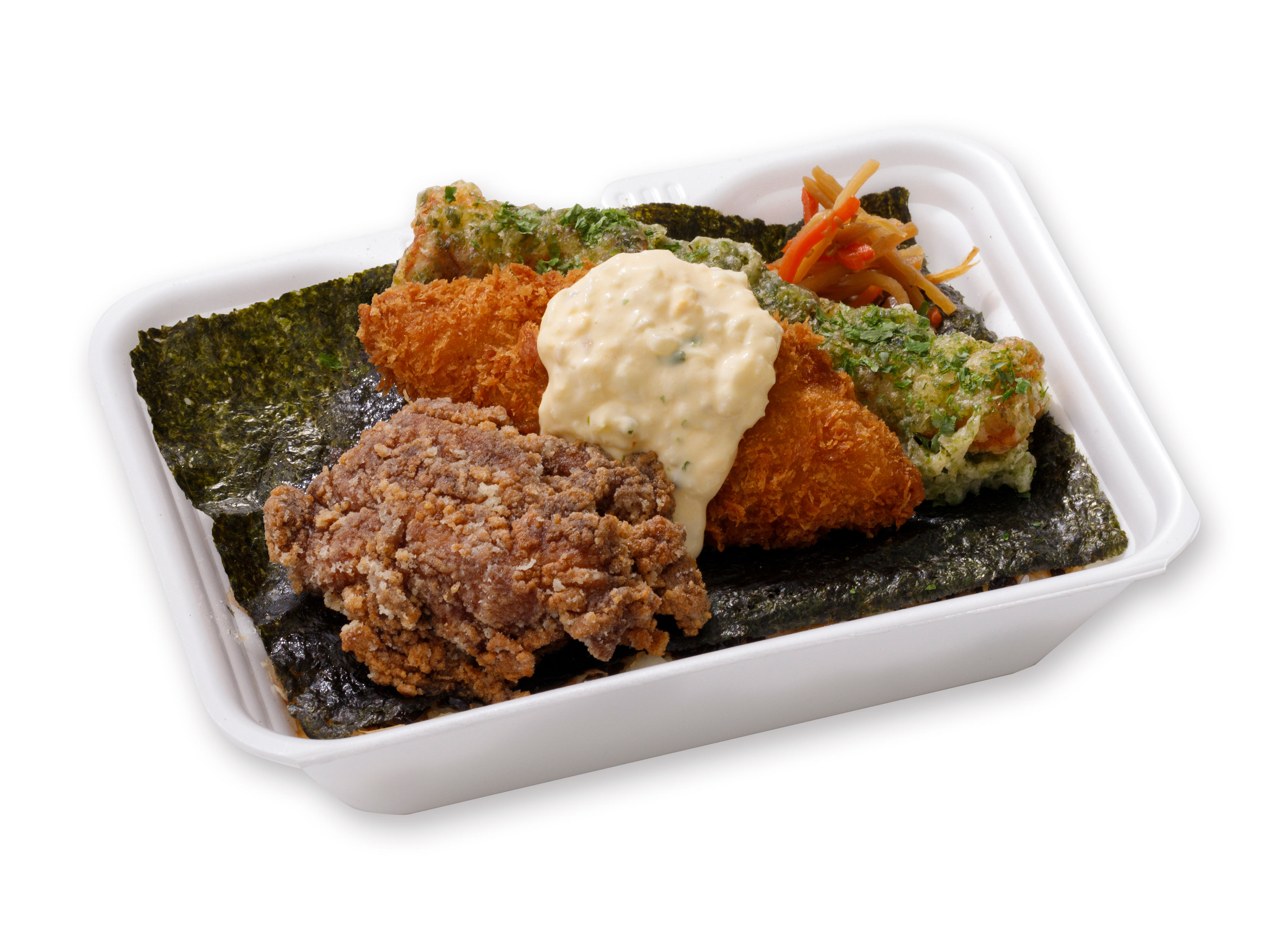 から揚げの天才 天才のり弁(タルタル付) ※醤油・タルタル付 Tartar Tensai Nori Bento With soy sauce and tartar