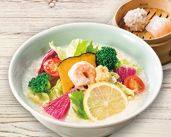 店内炊き上げ おかゆ専門店 粥餐庁(かゆさんちん) 8種野菜のベジかゆ＆2種点心セット