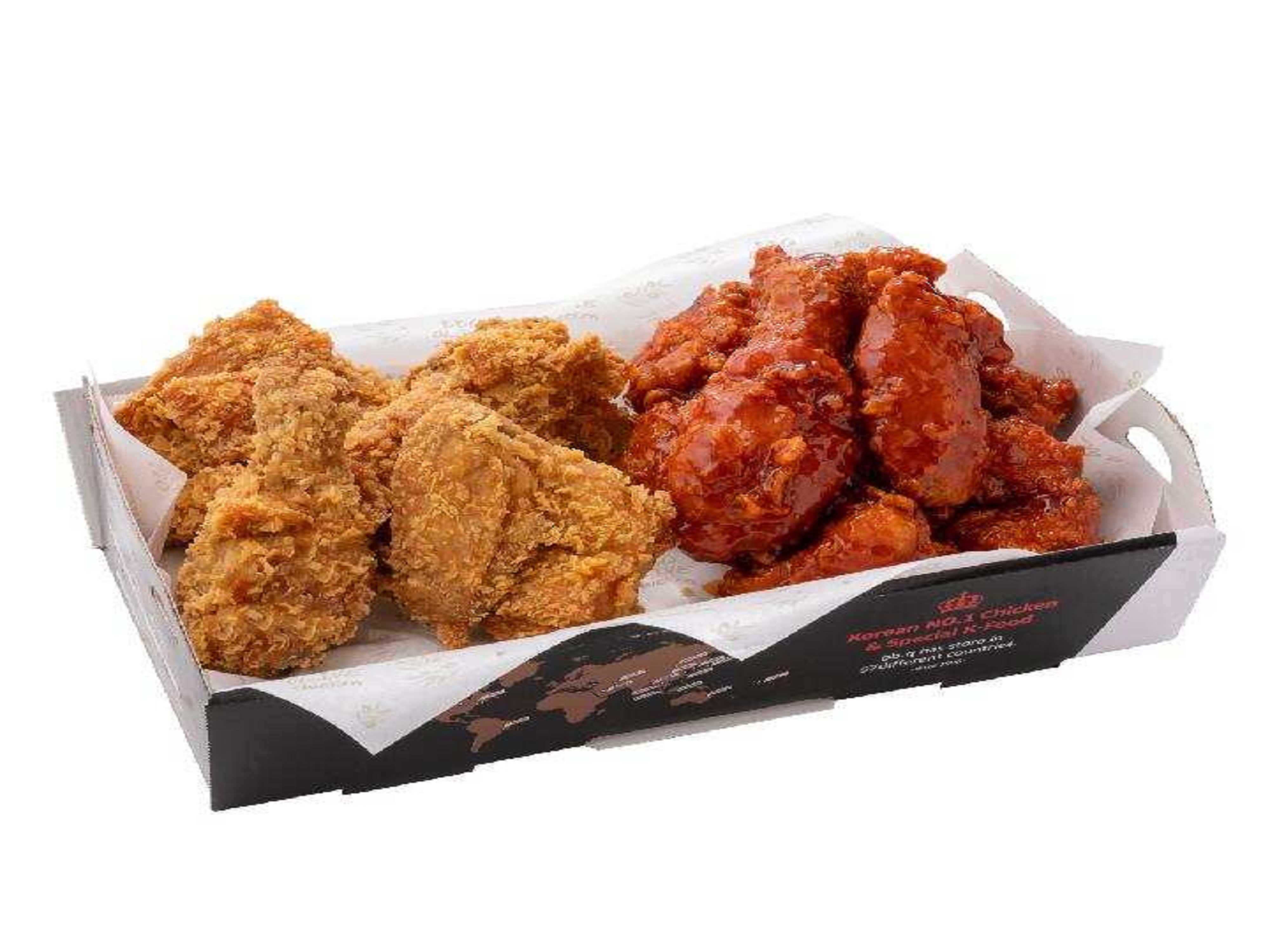 bb.qオリーブチキンカフェ ハーフ＆ハーフチキンボックス(黄金オリーブチキン＆ヤンニョムチキン)【ピクルス付】