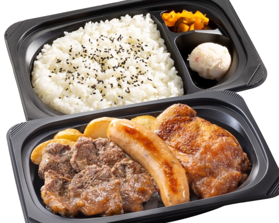 ステーキガスト 熟成みすじカットステーキ約120g＆ジャンボフランク＆炭焼き風チキングリル弁当