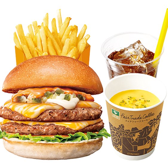 ゼッテリア ZETTERIA 【ディナーセット】ダブル絶品チーズバーガーDouble ZEPPIN（Supreme） Cheeseburger Dinner Set