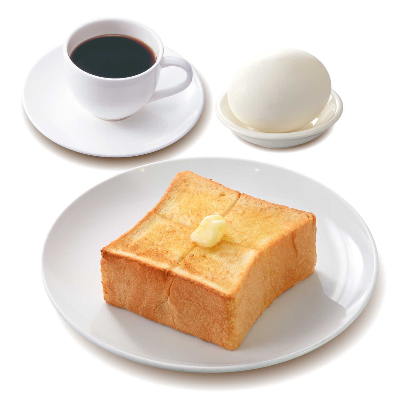 上島珈琲店 ゆで卵＆厚切りバタートーストセット(ラージサイズドリンク付き)